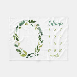 Cobertor De Velo Sweet Greenery Baby Name Monthly Milestone Foto