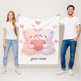 Cobertor De Velo Sweet Hugs & Hearts: Soft Watercolor Cuddling Bear