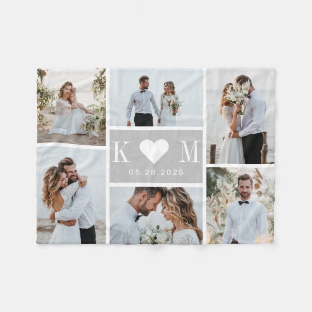 Cobertor De Velo Swetheart Inicials Editable Collage Blanket (Frente (Horizontal))