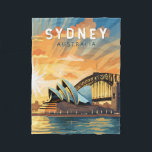 Cobertor De Velo Sydney Austrália Viagem Art Vintage<br><div class="desc">Sydney retro vetor viagem design. Sydney,  capital de Nova Gales do Sul e uma das maiores cidades da Austrália,  é mais conhecida pela sua Harbourfront Sydney Opera House,  com um design distinto tipo vela.</div>