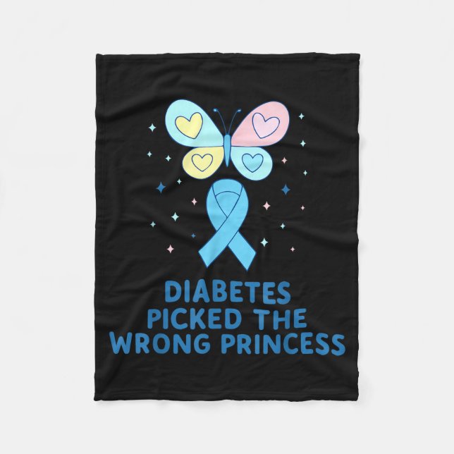 Cobertor De Velo T1d Diabetes Warrior Butterfly Princess Diabetes A (Frente)