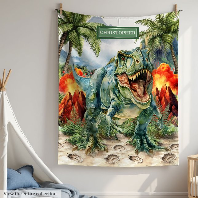 Cobertor De Velo T-Rex Blanket Único Personalizado (Personalized Angry T-Rex Blanket Unique Boys)