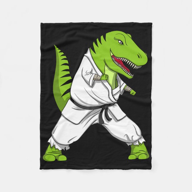 Cobertor De Velo T-rex Dinossauro Caratê Kickboxing Artes Marciais  (Frente)