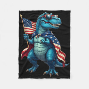 Cobertor De Velo T Rex Dinossauro Retro 4 De Julho Bandeira America