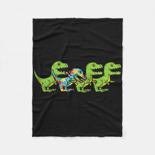 Cobertor De Velo T-rex Dinossauros Puzzle Dino Autismo Conscientiza