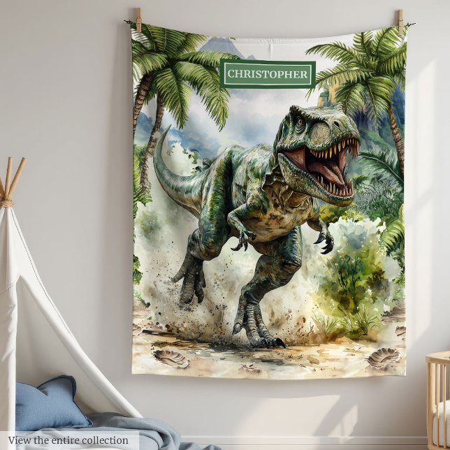 Cobertor De Velo T-Rex em aberto, com raiva personalizada, exclusiv (Personalized Angry T-Rex Blanket Unique for Boys)