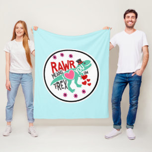 Cobertor De Velo T-Rex em um Top Hat Rawr significa que te amo engr