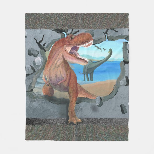 Cobertor De Velo T-Rex quebra pela parede (Frente)