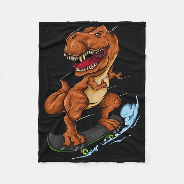 Cobertor De Velo T-rex skate - Cute Trex Dinossauro Skate (Frente)