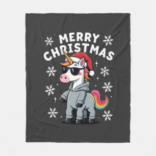 Cobertor De Velo T-Shirt de Unicórnio de Natal com Chapéu do Papai 