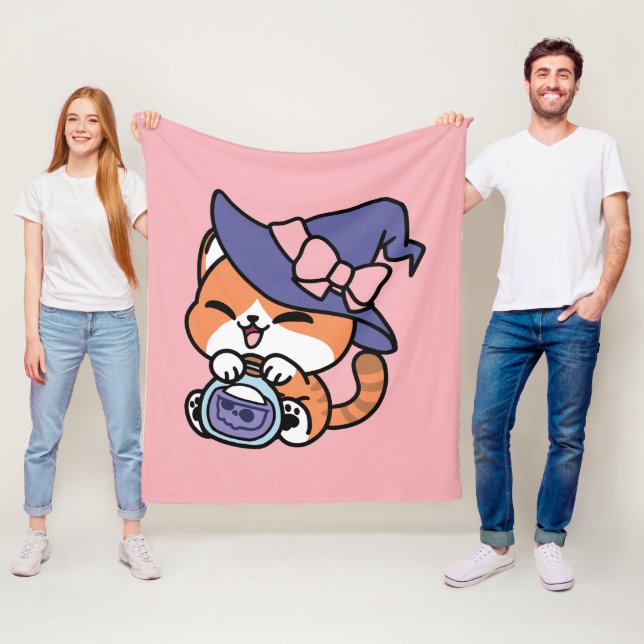 Cobertor De Velo Tabby Witch Brew – Cute Halloween Cat Design (In Situ)