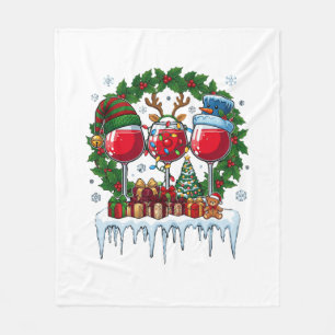 Cobertor De Velo Taças de vinho vermelhas de Natal Coroa de azevinh