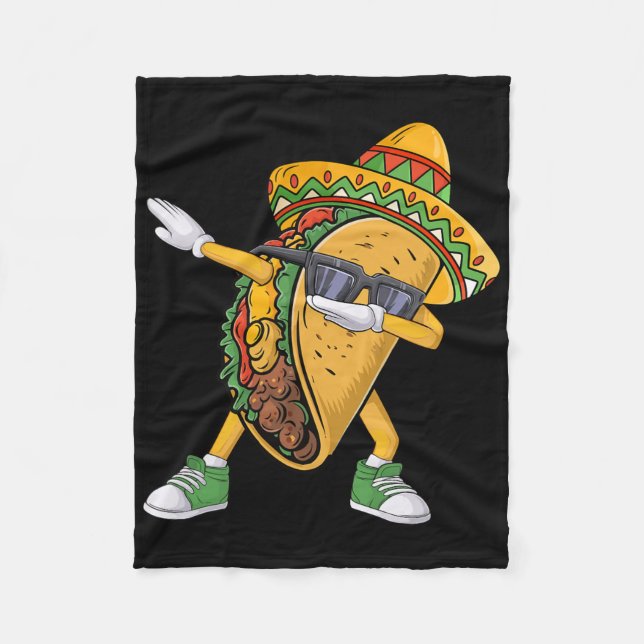 Cobertor De Velo Taco Dabbing Cinco De Mayo Engraçado Comida Mexica (Frente)