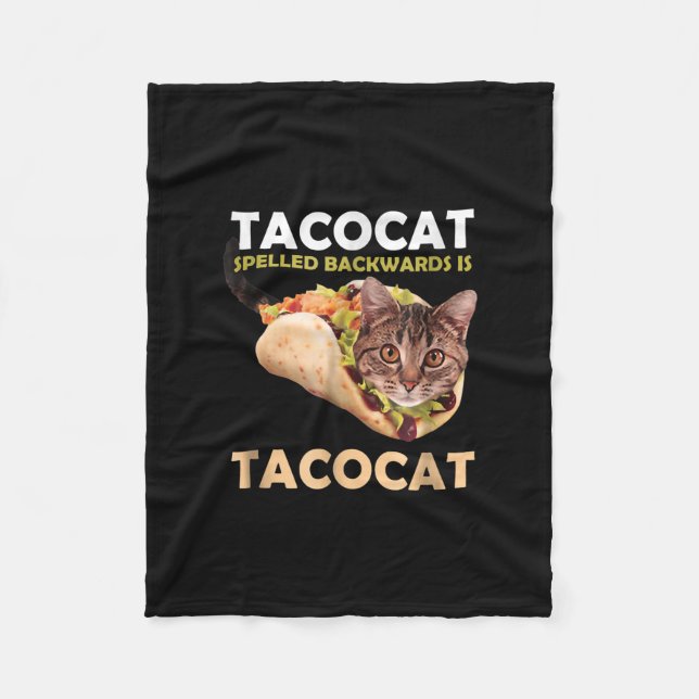 Cobertor De Velo Tacocat Taco, Engraçado, Gato Ortografado Para Trá (Frente)