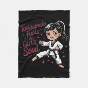 Cobertor De Velo Taekwondo Combustia o Cinturão Negro da Menina Neg