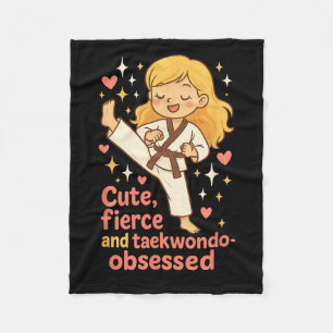 Cobertor De Velo Taekwondo Girl Blone Cute Fierce Obcecado Futuro