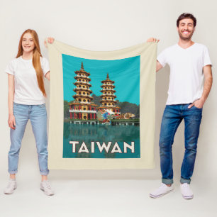 Cobertor De Velo Taiwan   Dragão E Pagodas De Tigre