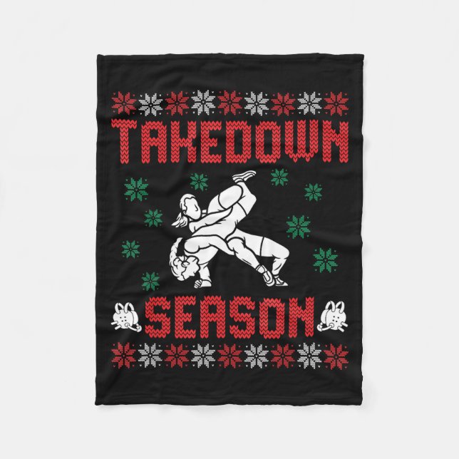 Cobertor De Velo Takedown Season Girls Wrestling Ugly Sweater Chris (Frente)
