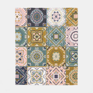Cobertor De Velo Talavera Indian: Patchwork, Ethnic Mosaic.