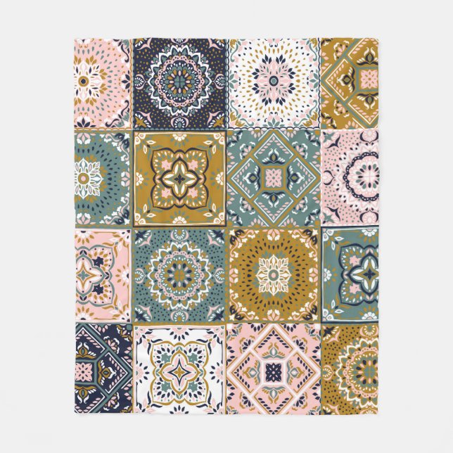 Cobertor De Velo Talavera Indian: Patchwork, Ethnic Mosaic. (Frente)