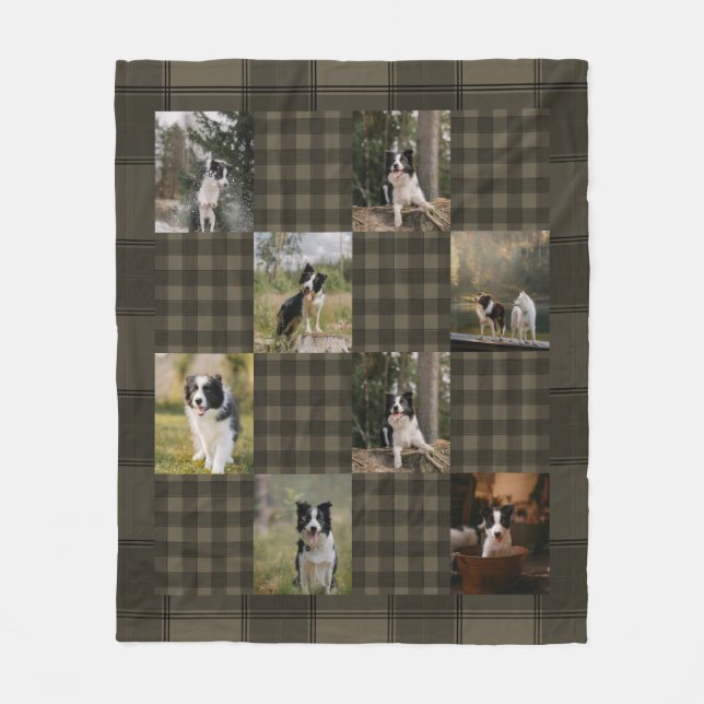 Cobertor De Velo Tan and Brown Plaid 8 Photo Collage (Frente)