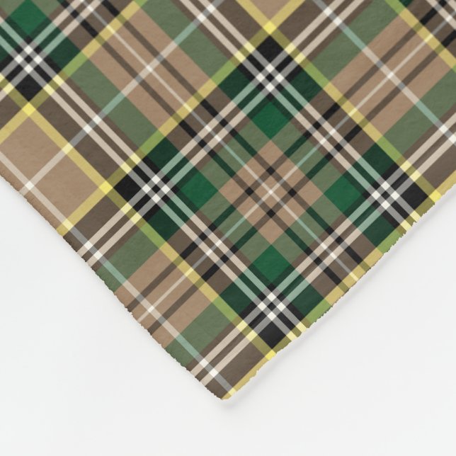 Cobertor De Velo Tan e Xadrez Verde Farrell Tartan (Quina)