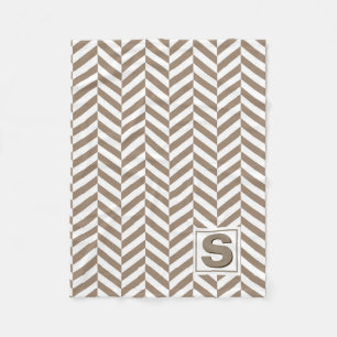 Cobertor De Velo Tan White Herringbone Monograma