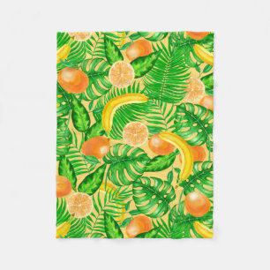 Cobertor De Velo Tangerinas, bananas e folhas tropicais