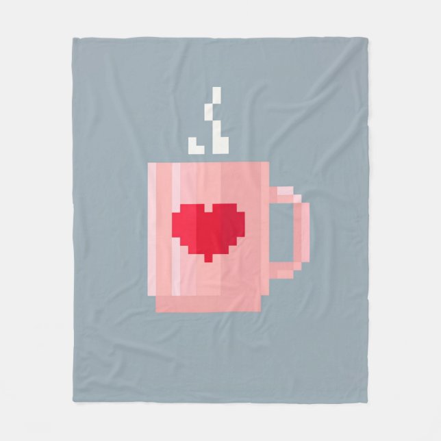 Cobertor De Velo Tapete Pixel Coffee Cup para Interior/Exterior (Frente)
