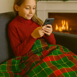Cobertor De Velo Tartan de Natal Aconchegante em Vermelho e Verde
