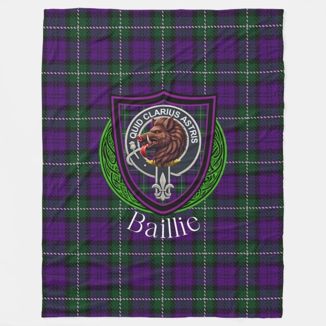 Cobertor De Velo Tartan do Clã Escocês Baillie Crest (Frente)