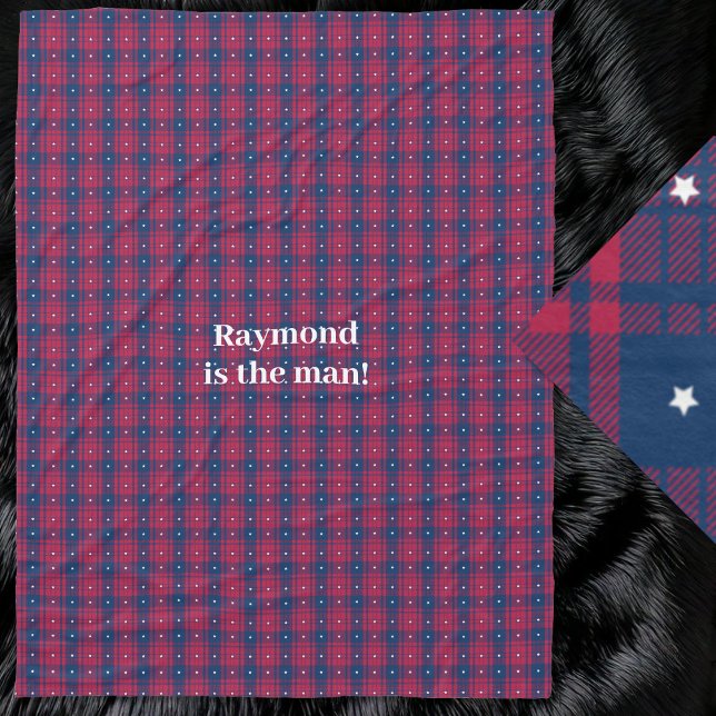 Cobertor De Velo Tartan - Patriótico - Estrelas Brancas Azuis Verme (Tartan - Patriotic - Red Blue White Stars Fleece Blanket by Leapfroglisics Shop)