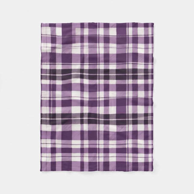 Cobertor De Velo Tartan roxo e branco (Frente)