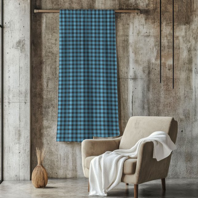Cobertor De Velo Tartan Tradicional Joga Azul Negrito Para Presente (Traditional Tartan Throw in Bold Blue For Man Gift Fleece Blanket)