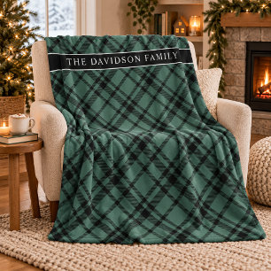 Cobertor De Velo Tartan Xadrez Verde Caçador Nome da Família