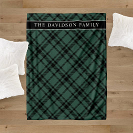 Cobertor De Velo Tartan Xadrez Verde Caçador Nome da Família