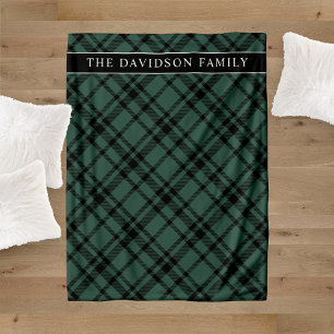 Cobertor De Velo Tartan Xadrez Verde Caçador Nome da Família