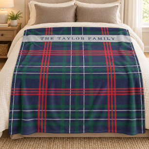 Cobertor De Velo Tartan Xadrez Vermelho Verde Marinho Sobrenome da 