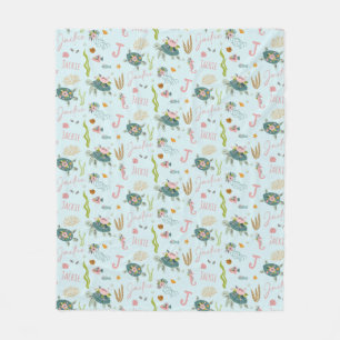 Cobertor De Velo Tartaruga de Menina Personalizada   50x60 Frota