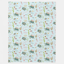 Cobertor De Velo Tartaruga de Menina Personalizada | 60x80 Frota