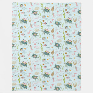 Cobertor De Velo Tartaruga de Menina Personalizada   60x80 Frota