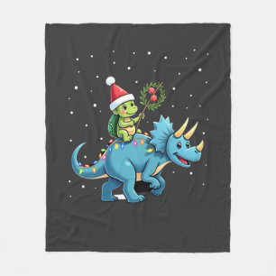 Cobertor De Velo Tartaruga do Papai Noel Montando Rena T-Rex Luz de