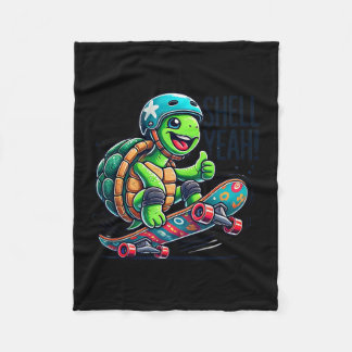 Cobertor De Velo Tartaruga Engraçada Em Skate Com Casco Sim Skatebo