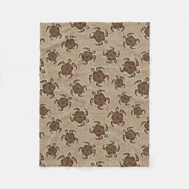 Cobertor De Velo Tartaruga havaiana em batik de hibisco Uhane Honu (Frente)