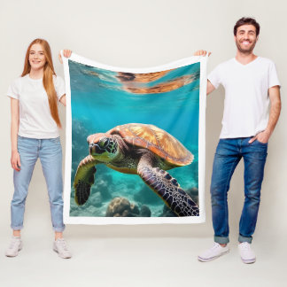 Cobertor De Velo Tartaruga Marinha Majestosa Manta de Fleece Subaqu