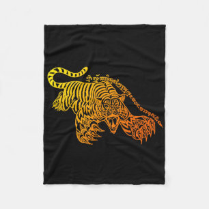 Cobertor De Velo Tatuagem Sak Yant Muay Thai Brave Tiger Kickboxing