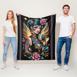 Cobertor De Velo Tatuagens E Rosas 2