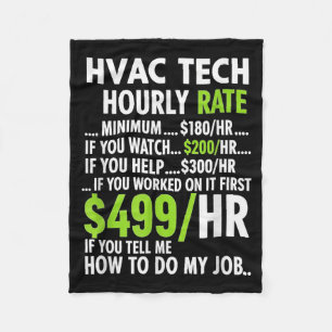 Cobertor De Velo Taxa horária de técnico de Hvac engraçado trabalho