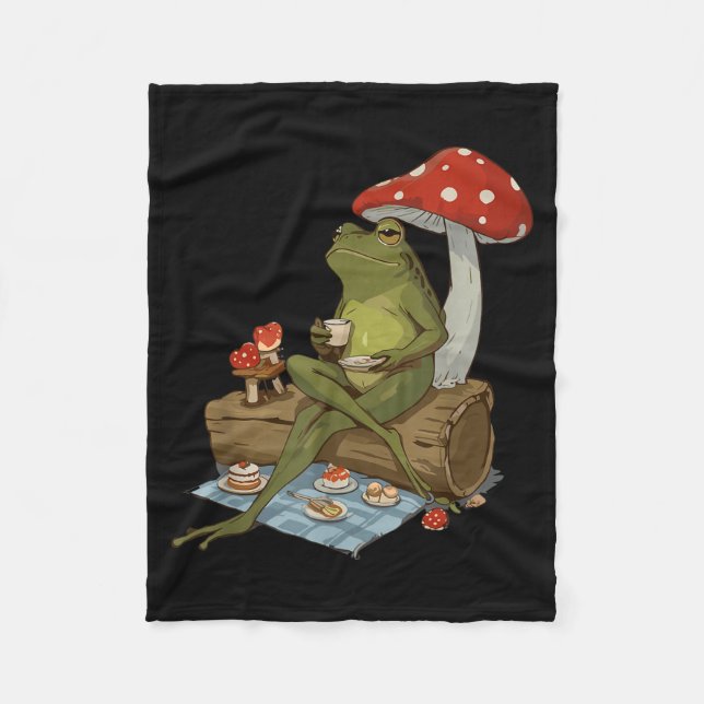 Cobertor De Velo Tea Frog Mushroom Cnic Cute Nature Aesthetic Cotta (Frente)