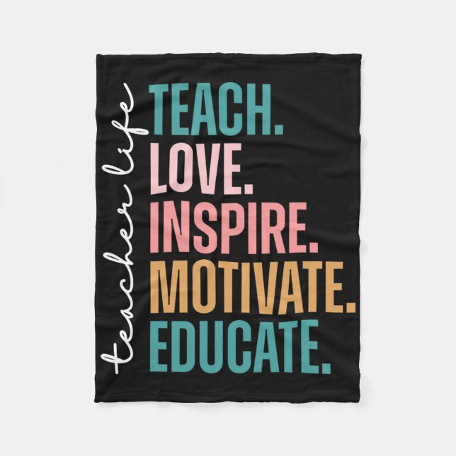 Cobertor De Velo Teach Love Inspire Motivate Back To School Cute Te (Frente)